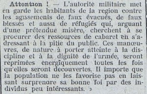 La Croix de la Corrèze, 15 novembre 1914. Archives municipales de Brive, 8 S 992.