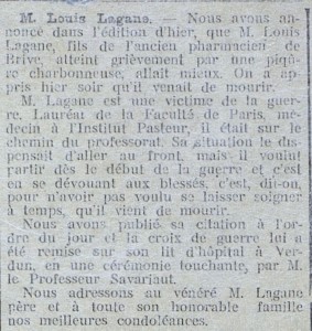 La Croix de la Corrèze, 15 août 1915. Archives municipales de Brive, 8 S 1033.