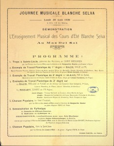 Journée musicale Blanche Selva, lundi 30 août 1926 : programme. Archives municipales de Brive, 4S3/24.